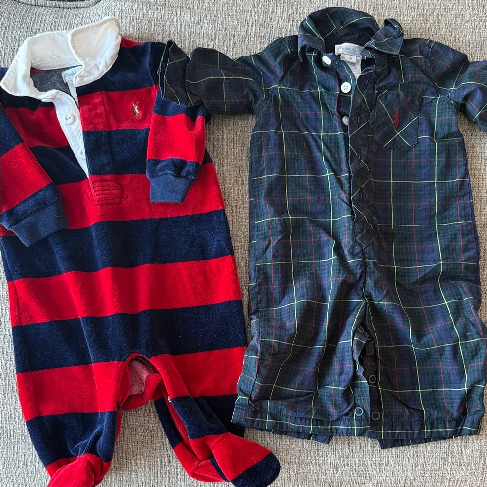 Ralph Lauren Navy and Red Baby Romper 3M